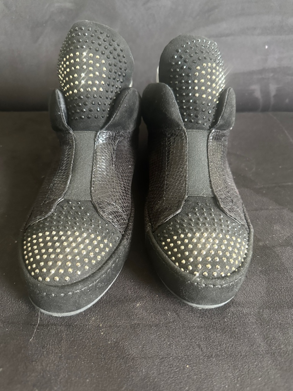 Black Slip-On Sneaker with Gold Stud Detailing